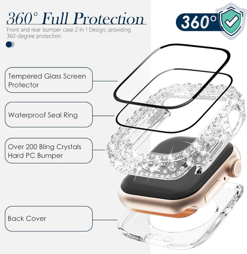 Surace 2 1 11 10 10 11 42mm, in Waterproof Bling Case Compatible for Apple Watch Series Series Screen Protector, Lace