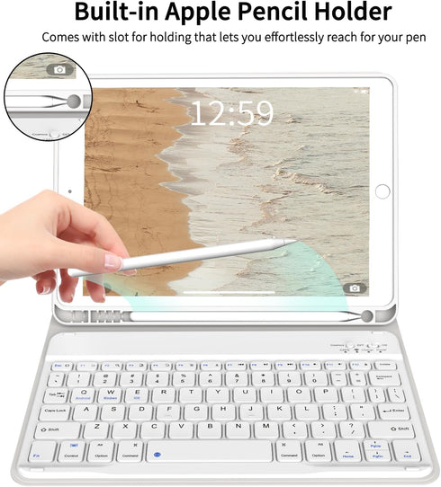 KENKE Case with Keyboard for iPad 9th/8th/7th Gen 10.2 inch, Detachable Wireless Bluetooth Keyboard Cover, Gray