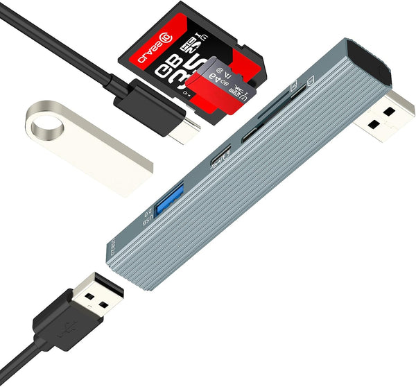 HOYULLI USB to SD Micro SD TF Card Reader HUB (5in1) Type c