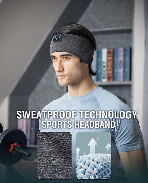 Perytong New Sleep Headphones Bluetooth Headband, Wireless Soft Headphones for Side Sleepers, Running, Travel