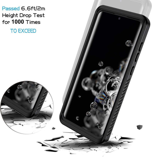 Lanhiem IP68 Waterproof Dustproof Case for Samsung Galaxy S20 Ultra - Heavy Duty Full Body Protective Cover, Black/Clear