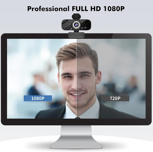 Gozvrpus 1080P USB HD Webcam with Built-in Microphone and Rotatable Tripod, Video, Wide Angle Camera, Privacy Cover