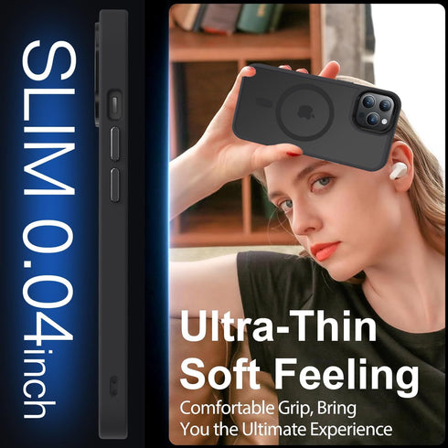 Vooii iPhone 12 Pro Max Case - Strong Magnetic, Slim Translucent Matte, Magsafe Compatible, with Screen & Camera