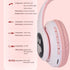Kids Wireless Headphones, Cat Ear LED Light Up Bluetooth Foldable Headphones with Microphone for Online Learning