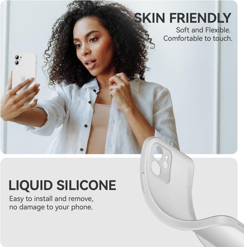 QLTYPRI Ultra Thin iPhone 12 Case 6.1" - White, Soft Silicone TPU Bumper, Shockproof, Full Camera Protection,