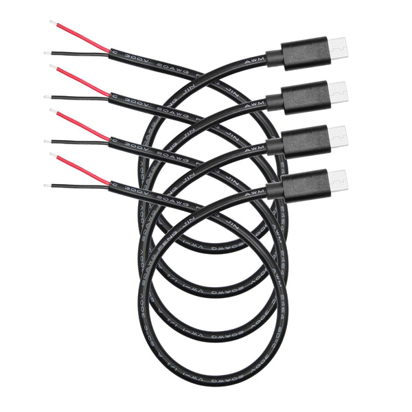 USB C to 2 Pin Bare Wire Open End Power Cable 11inch,