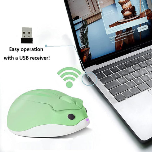 Wireless Mouse Cute Hamster Shape, Silent Click Portable Mobile Optical 1200DPI USB for PC Laptop