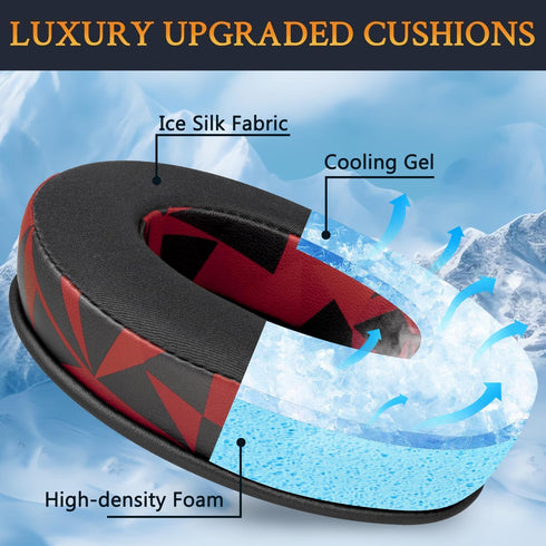 SOULWIT Cooling Gel Earpads Replacement for OneOdio Pro-10/Pro-30/Pro-50/Studio HiFi Headphones, Red Storm