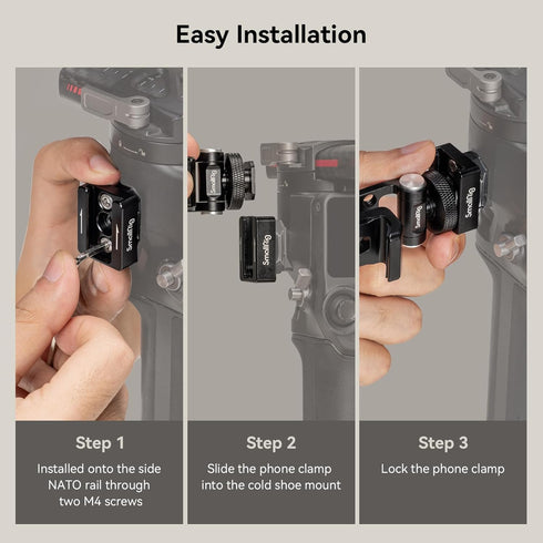 SMALLRIG Universal Phone Tripod Mount, Metal Cell Phone Mount with Cold Shoe and M4 Screws for DJI Stabilizers