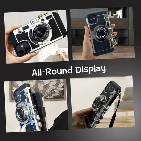New Emily in Paris Phone Case, Vintage Camera Design for iPhone 11/12/13 Pro Max with Lanyard