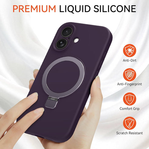 Vanxiliiy 17 17 Compatible with iPhone Case Stand, Slim Comfortable Liquid Silicone Phone Cases Fit for iPhone