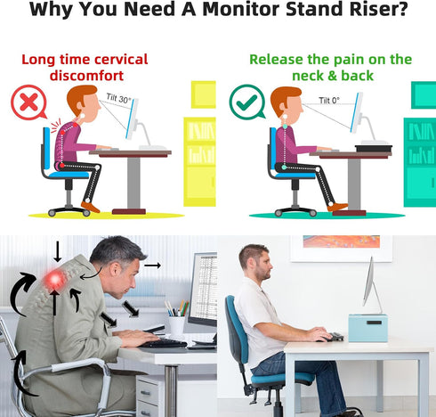 16.5 Inch 2 Marbrasse Monitor Stand Riser, Tier Computer Printer Shelf Stand for Laptop Computer Screen Storage