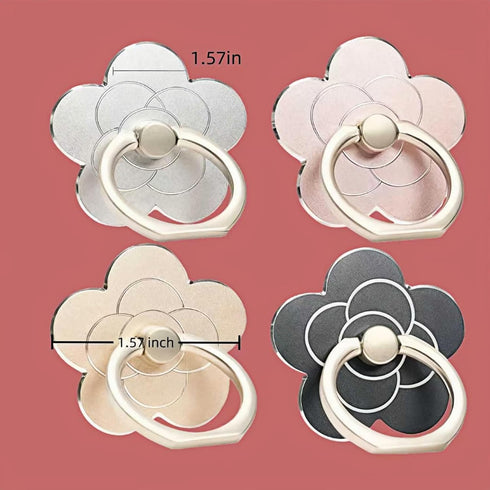 Geettcaifu 4 Flower,360 180Angle Pcs Cell Phone Ring Holder Rotate and Adjustable Metal Finger Ring Socket Grip