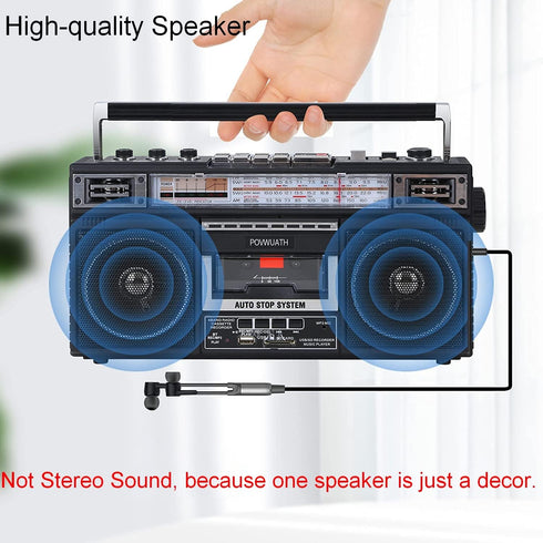 Portable Cassette Player Boombox AM/FM/SW1/SW2 Radio Tape Player Recorder with Bluetooth