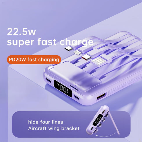 RCHL Magnetic Wireless Portable Charger 10000mAh, Built-in 4 Cables, 22.5W PD Fast Charging Battery Pack