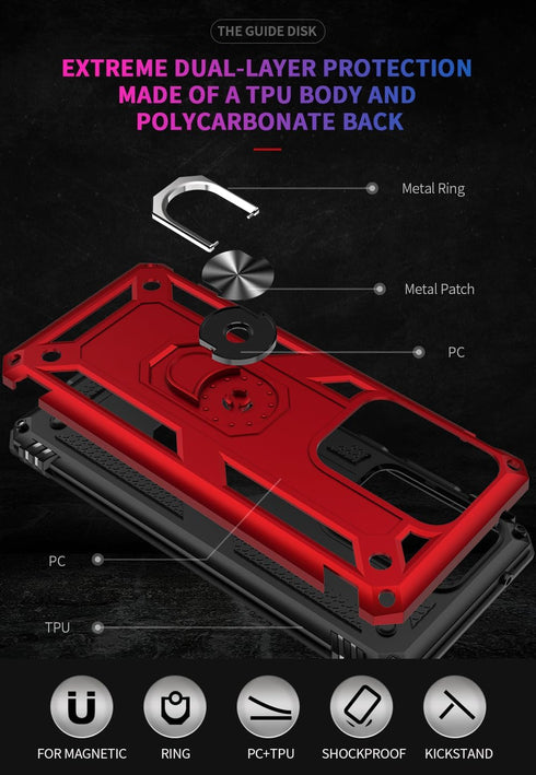 ADDIT Phone Case for Samsung S20 Ultra, Military Grade Heavy Duty Protection with Ring Holder Stand, Support Magnet Car
