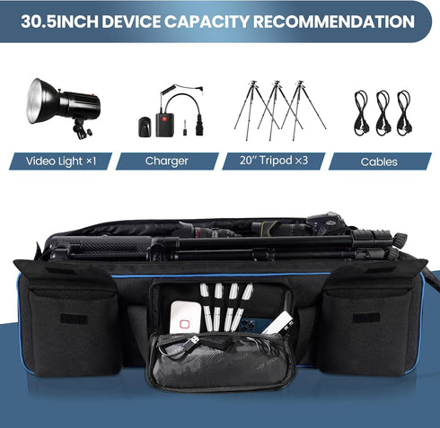 YOREPEK Tripod Carrying Case Bag - 30.5" Large Photo Studio Equipment Case with 2 Protective Padding for Light Stand,