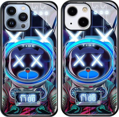 YHan iPhone 12 Pro Max 6.7-inch Case, Colorful Luminous Tempered Glass Protective Case, Personalized for Women and Men