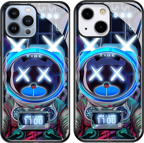 YHan iPhone 12 Pro Max 6.7-inch Case, Colorful Luminous Tempered Glass Protective Case, Personalized for Women and Men