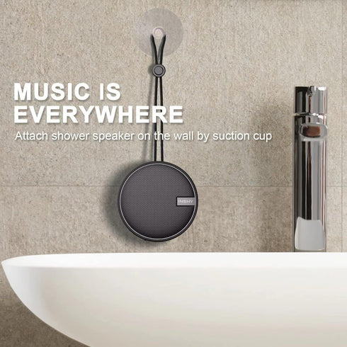 INSMY C12 IPX7 Waterproof Shower Bluetooth Speaker, Portable Small Speaker with Suction Cup, Loud Clear Sound (Black)