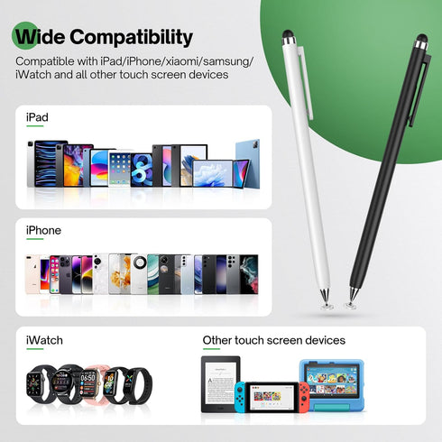 Mixoo Stylus Pens for Touch Screens, 2-in-1 High Sensitivity Retractable Stylus with Upgraded 6mm Disc Tip for iPad,
