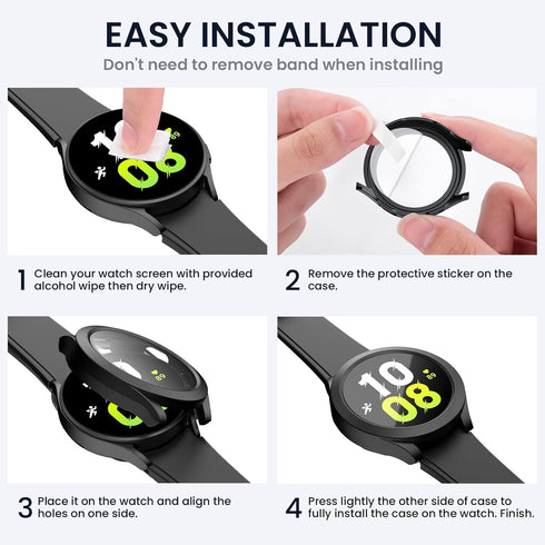 Tensea Waterproof Screen Protector Case for Samsung Galaxy Watch FE 2024 & 5 2022 & 4 2021 - 40mm