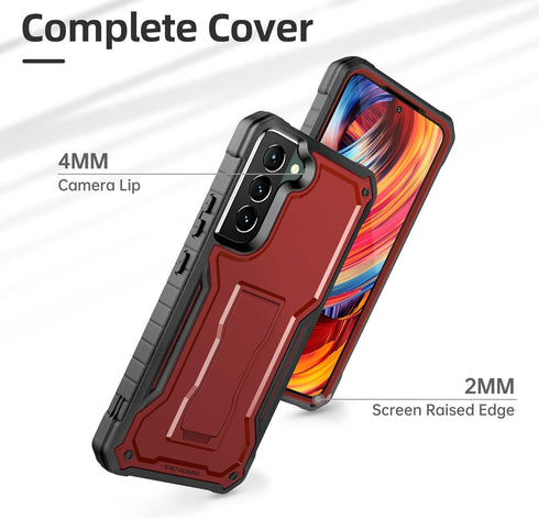 ExoGuard Rubber Shockproof Heavy Duty Case for Samsung Galaxy S22 Plus, with Screen Protector, Built-in Kickstand