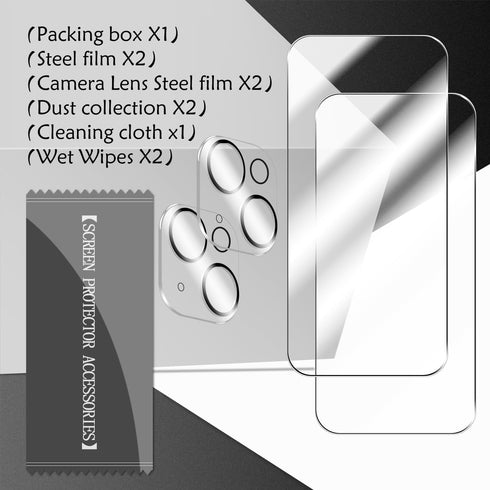 BIGFACE Compatible with iPhone 15 Plus, 2 + 2 Pack Screen Protector + Camera Lens Protectors, Premium HD Clear Glass