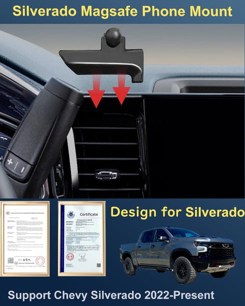 2024 Chevy Silverado Phone Mount, 15W Fast Wireless Charger for 2024 Silverado 1500 Accessories