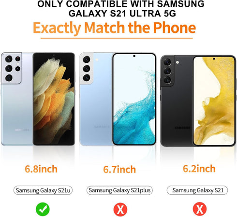 3 Pack Curved Tempered Glass Screen Protector for Samsung Galaxy S21 Ultra 5G (6.8 inch) - HD Clear, Fingerprint ID