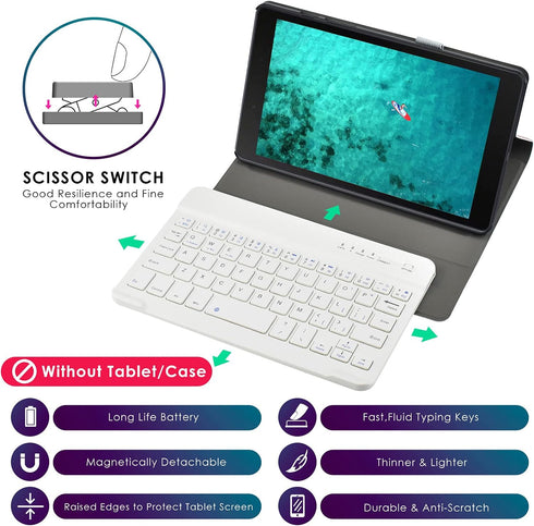 DETUOSI Universal 7-8 inch Wireless Keyboard, Multi-Device Travel Portable Ultrathin (6mm) Lightweight Wireless