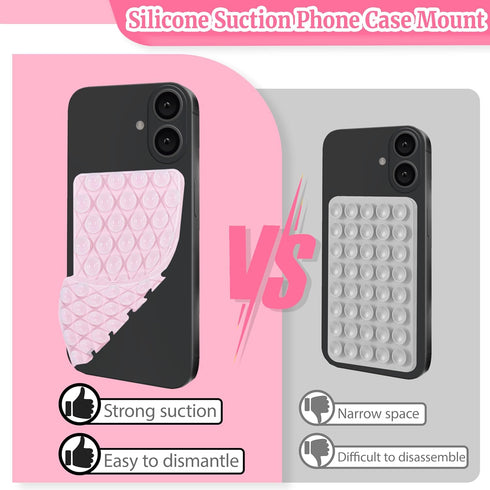 Yuibthr 8 Pack (8 Silicone Suction Cup Phone Case Mount Double Sided Detachable, Reusable Strong Grip Holder Hands-Free