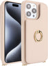 iPhone 15 Pro Case with Card Holder and Strap for Women, Crossbody Lanyard, Stand Ring Kickstand, Cute Wallet 6.1"