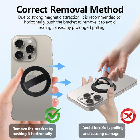 QxbBox Magnetic Silicone Ring Grip Phone Holder, Rotating Finger Loop Ring Grip Holder, Soft and Portable, Strong