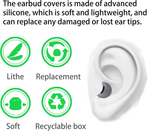 MQIMY 3.8mm -5.1mm) 18 Silicone Replacement Earbud Tips Earbud Covers Eartips Fit Most in-Ear Earbuds(Inner Hole
