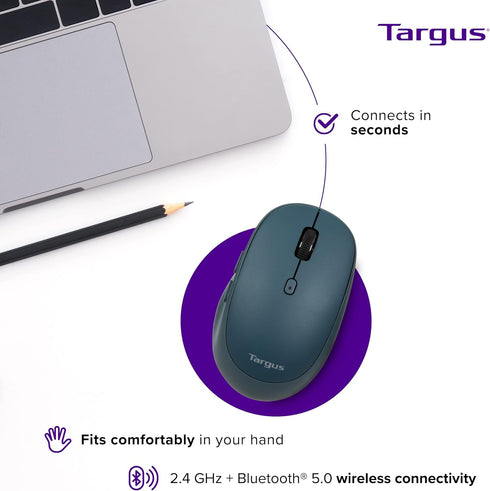 Targus Wireless Bluetooth Mouse for PC/Mac, Multi-Device Connectivity Mouse for Laptop or Computer, Wireless Mouse with Protection, PC/Mac Computer Mouse Laptop Mouse, Blue (PMB58202GL) by Targus