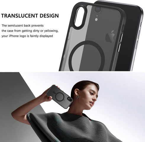 Telaso iPhone XR Case - Shockproof, Anti-Scratch, Matte Black, Full Body Protection, Compatible with MagSafe Charging.
