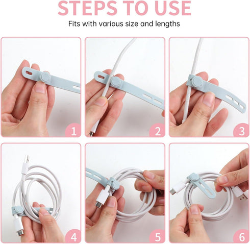 Oligei 25 Pcs Silicone Cable Ties, Reusable Cord Wraps for Electrical Cords, Organizer for Earphone, Charger