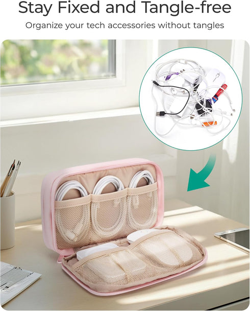 BAGSMART Electronics Organizer Travel Case, Cord Storage for Chargers Cables Phones, Compact Tech Accessories Pouch