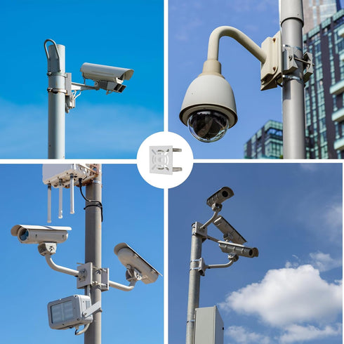 Universal Wall Mounting Bracket with 2 Loops, Vertical Pole Mount Adapter for CCTV Security Camera Indoor Outdoor