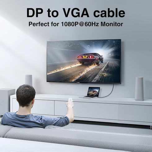 6FT, 1080P Danfetsoy Displayport to VGA Cable Displayport to VGA Adapter Male to Male Cord Gold-Plated HD Video DP