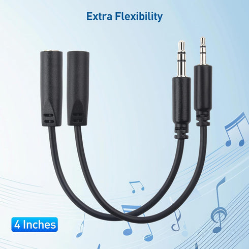 Cable Matters Combo-Pack 2.5mm and 3.5mm Headphone Adapter Kit in Black - 4 Inches, 2.5mm to 3.5mm Adapter