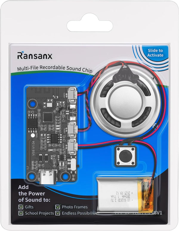 Ransanx Voice Recording Module Chip with Speaker Records and Plays Multiple Songs and