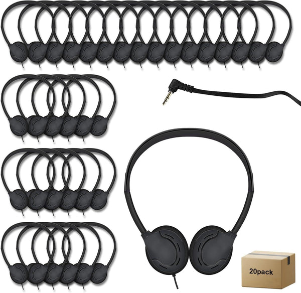 WAHUWAY 20 Pack Class Bulk Headphones for Kids Students School Classroom Bulk Earphones