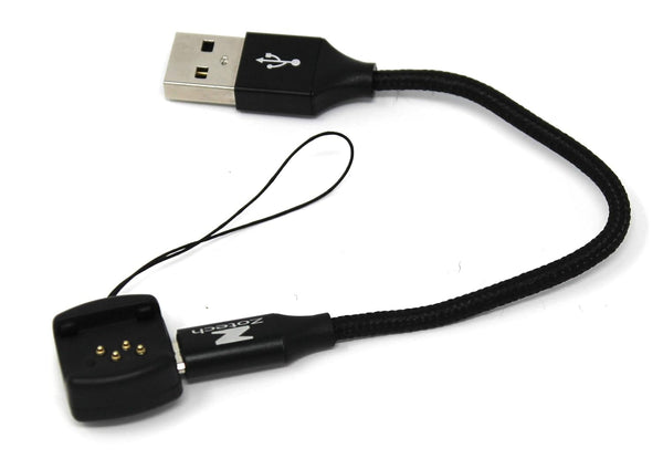 Zotech Charge Clip for Jaybird X3/X4 - Black with 6" Braided Micro USB Cable Replacement.