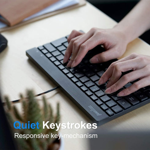 Perixx PERIBOARD-426 Wired Mini Low Profile Keyboard (Wired USB), US English Layout (11665)