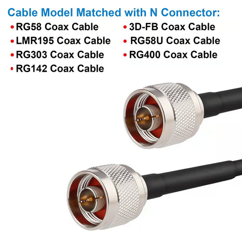N Male Plug Crimp Coax Connector Adapter for RG58 LMR195 KSR195 RG400 (5 Pack)