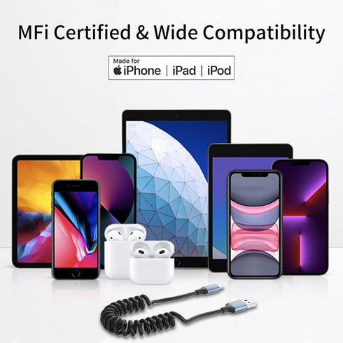 Coiled USB C Cable, 2Pack Retractable USB C Charger Cable Car Play for iPhone 15, Samsung Galaxy S23, Google Pixel,