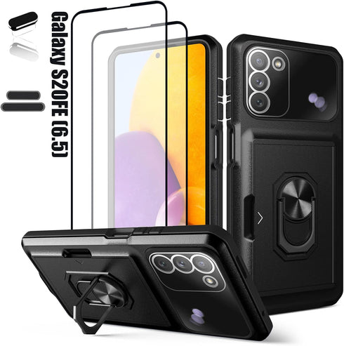Wallet Case for Samsung Galaxy S20 FE(5G) 6.5 Inch, Credit Card ID Slot, Double Layer Hybrid Military Grade Rugged Case