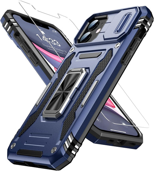 Goodon iPhone 11 Case - Military-Grade Shockproof, Matte Finish, Sliding Camera Cover, Screen Protector, Metal